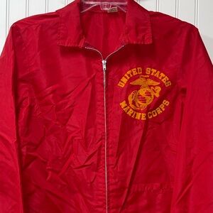 80s US Marine Corps Red Windbreaker Jacket S Vintage Military